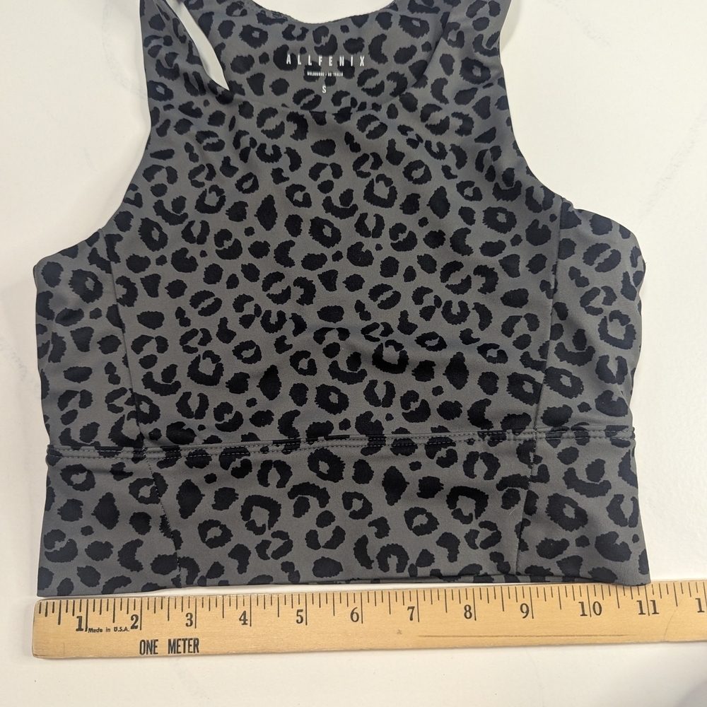 AllFenix Sports Bra Womens Small Taupe Black Leopard Racerback Pullover Bralette - Picture 2 of 6